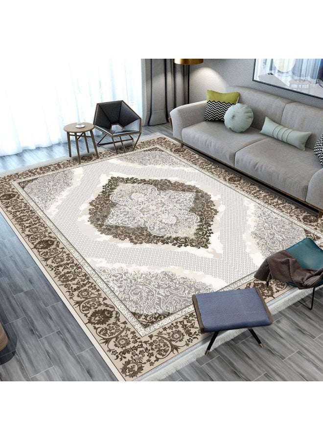 SMART HOME Large padded floor mat with a soft velvet surface and non-slip backing - Living room rug - Majlis rug - Lounge rug - Luxurious decorative rug - Elegant rug with modern patterns for living rooms and majlis - Size 350x250 cm - Suitable for everyday use and entertaining - Image 2